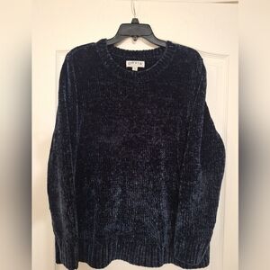 Orvis Round Neck Sweater Womens Large Soft Chunky Rib  Knit Pullover Blue